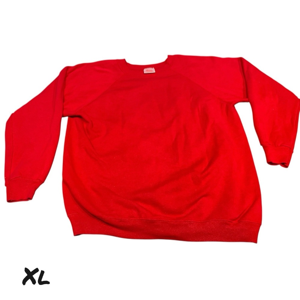 Vintage 80s 90s Hanes‎ Sport Blank Mens XL Red Crewneck Sweatshirt Made In USA